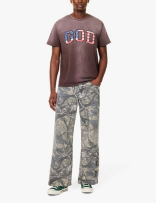 JADED LONDON MENS FOREST CAMO COLOSSUS ABSTRACT-PRINT WIDE-LEG RELAXED-FIT DENIM JEANS MULTI 