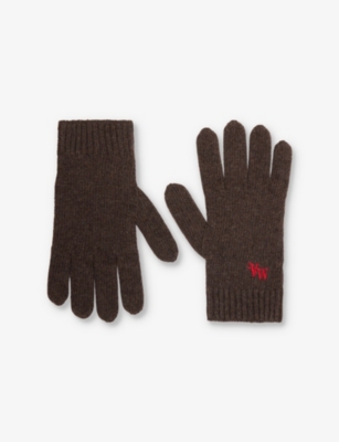 【Vivienne Westwood】 Embroidery Cashmere Wool Gloves VIVIENNE WESTWOOD - Classic logo-embroidery cashmere gloves