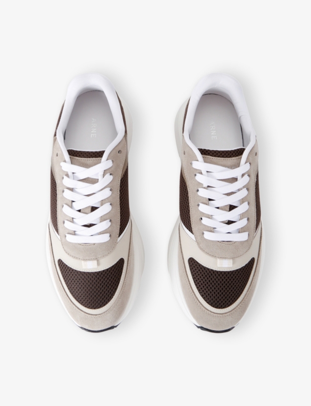 Technical Runner Leather Suede and Mesh Low-Top Trainers