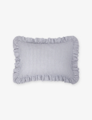 The White Company Dorit Striped Cotton Oxford Pillowcase White/blue