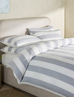 THE WHITE COMPANY: Maris Stripe Classic King Cotton-Sateen Duvet Cover