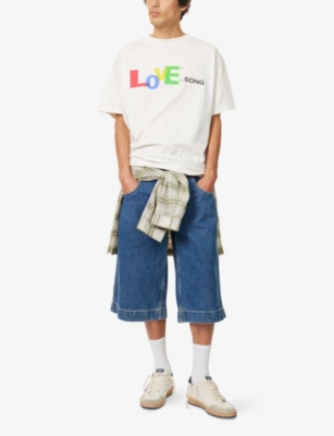 SAINT MXXXXXX: Text-Print Crewneck Cotton T-Shirt