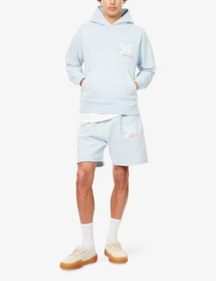Saint Mxxxxxx Xxxxxx Mens Blue Logo Graphic-print Cotton Hoody Xl In Blue