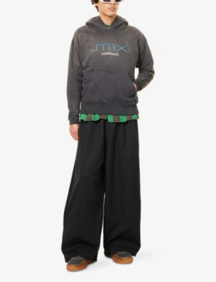 Saint Mxxxxxx Xxxxxx Mens Black Graphic-print Destressed Cotton Hoody