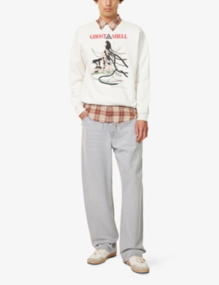 Saint Mxxxxxx Xxxxxx Mens White Graphic-print Long-sleeve Cotton Sweatshirt