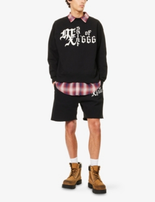 Saint Mxxxxxx Xxxxxx Mens Black 666 Graphic-print Cotton Sweatshirt Xl In Black