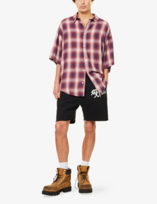 SAINT MXXXXXX: 666 Logo-Print Cotton Sweat Shorts