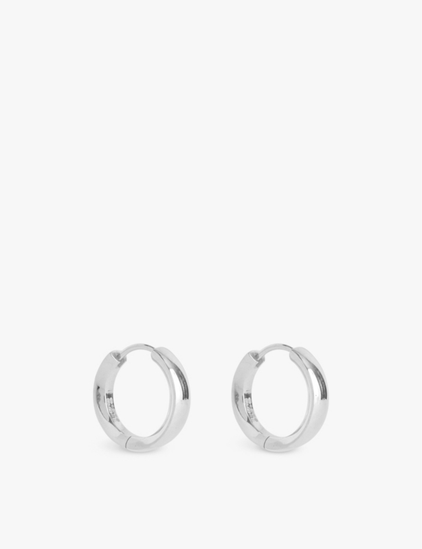 886 polished-finished medium sterling-silver hoop earrings