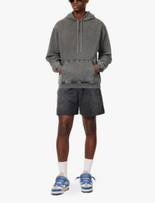 247 By Represent Brand-print Kangaroo Pocket Oversized-fit Cotton-jersey Hoody In Pewter