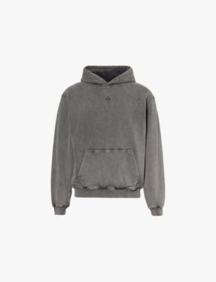 247 By Represent Brand-print Kangaroo Pocket Oversized-fit Cotton-jersey Hoody In Pewter