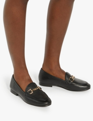DUNE: Glair snaffle-embellished flat leather loafers