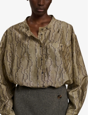 SOEUR: Chypre graphic-print relaxed-fit silk shirt