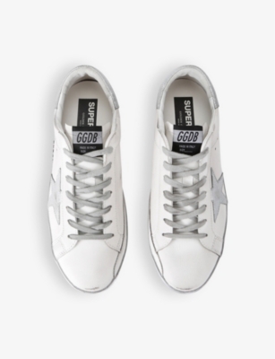 Golden Goose Mens Silver Com Super-star Logo-embellished Leather Low-top Trainers In Silver Com