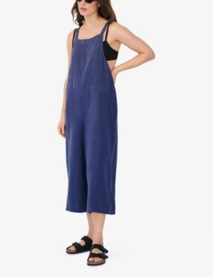 THE WHITE COMPANY: Knot-Strap Square-Neck Linen Dungarees