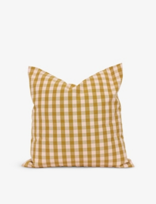 A WORLD OF CRAFT BY AFROART: Maria check-print cotton cushion 40cm x 40cm