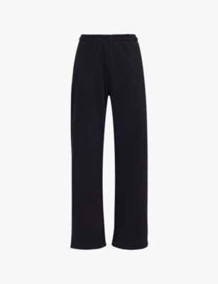 SISTERS & SEEKERS: Trademark drawstring waistband straight-leg mid-rise cotton-blend jogging bottoms