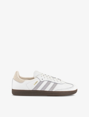 Adidas Originals Womens Samba Og Logo-embellished Leather Low-top Trainers Core White Grey Two Crea In Core White Grey Two Crea