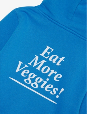 SPORTY AND RICH PARIS BLUE U SERIF LOGO-PRINT COTTON-BLEND HOODY 2-1 