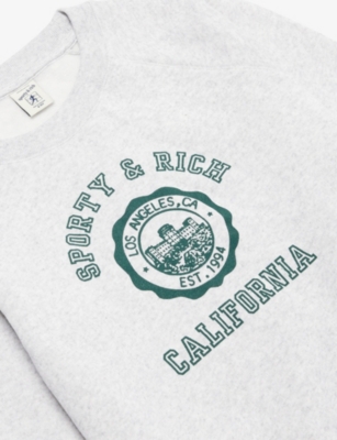 SPORTY & RICH: California Emblem Crewneck Cotton-Blend Sweatshirt 2-14 Years