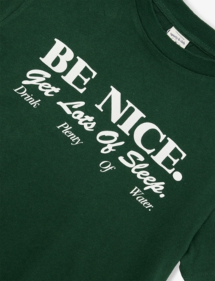 SPORTY & RICH: Be Nice Ringer Cotton-Blend T-Shirt 2-14 years
