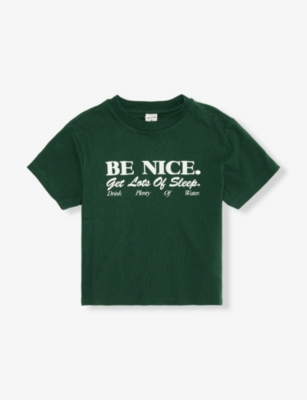 SPORTY & RICH: Be Nice Ringer Cotton-Blend T-Shirt 2-14 years