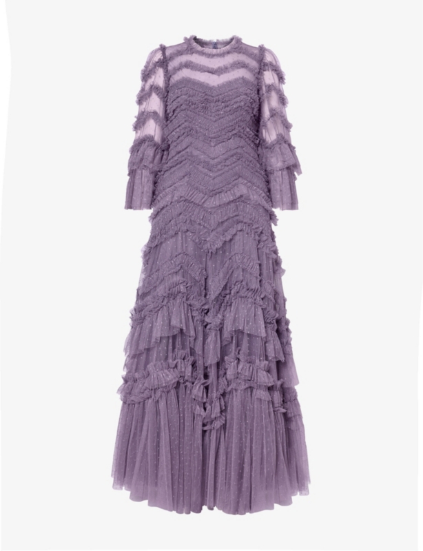 Elia frilled-trim recycled-polyester maxi dress