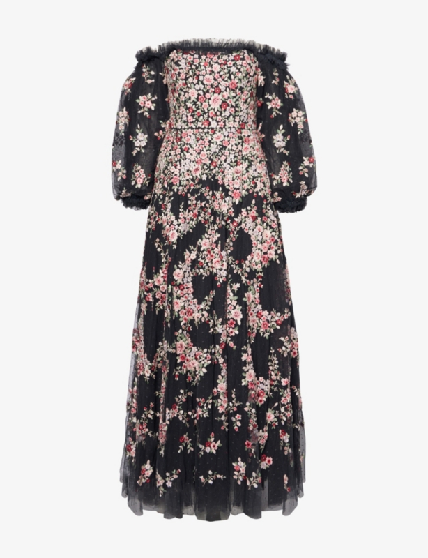 Lunaria off-shoulder long-sleeve woven gown