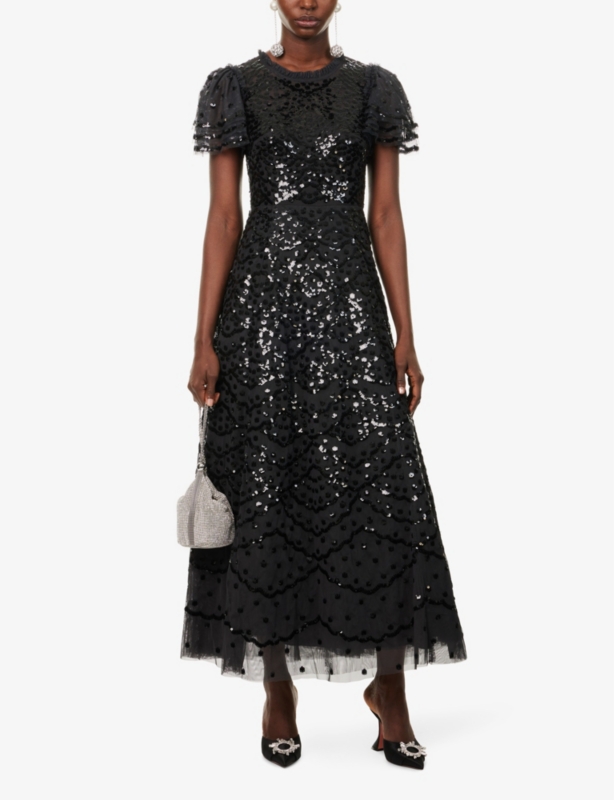 Deco Dot sequin woven gown