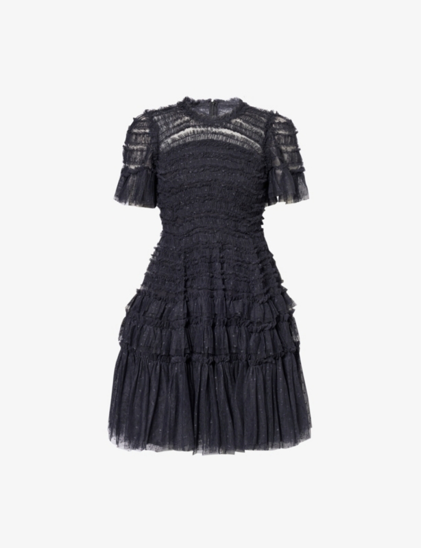 Valentine frilled-trim recycled-polyester mini dress