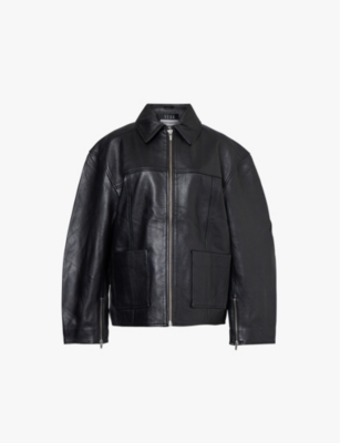REFORMATION - Relaxed-fit point-collar leather bomber jacket ...
