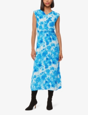 WHISTLES: Daina floral-print V-neck woven midi dress