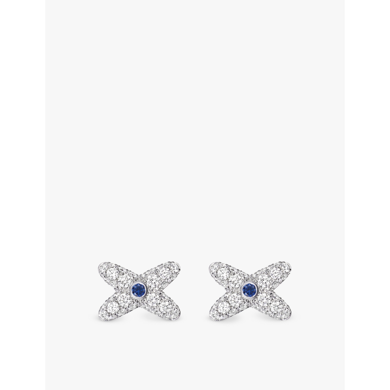 Chaumet Jeux de Liens 18ct White Gold, 0.10ct Sapphire and 1.05ct Diamond Stud Earrings