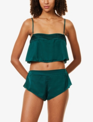 BLUEBELLA: Stephanie luxury pleat-trim satin nightwear set