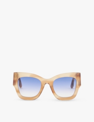 Shop Victoria Beckham Womens  Vb652s Honey Brow Cat-eye-frame Acetate Sunglasses In Honey Brown Horn