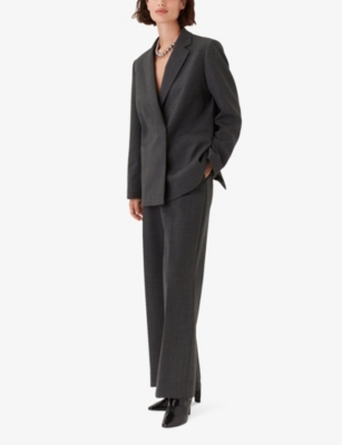 Whistles Womens Limited Edition Natalie Relaxed-fit Lapel-collar Stretch Wool-blend Blazer Grey Marl In Grey Marl
