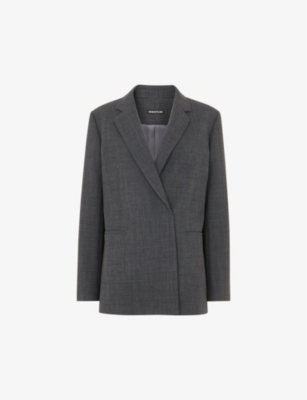 Whistles Womens Limited Edition Natalie Relaxed-fit Lapel-collar Stretch Wool-blend Blazer Grey Marl In Grey Marl
