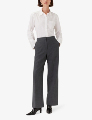 Whistles Womens Limited Edition Natalie Regular-fit High-rise Stretch Wool-blend Trousers Grey Marl In Grey Marl