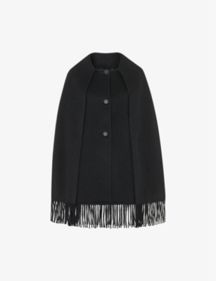 WHISTLES: Limited Edition Sadie double-face fringed-trim recycled-wool coat