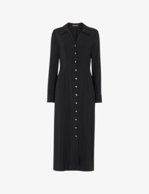 Whistles Omens  Limited Edition Elena Button-down Long-sleeve Stretch-woven Shirt Dress In Black