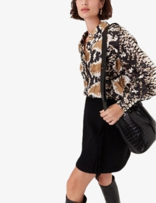 WHISTLES OMENS WHISTLES SNAKESKIN-PRINT OVERSIZED-FIT LIMITED-EDITION VISCOSE AND SILK-BLEND SHIRT 