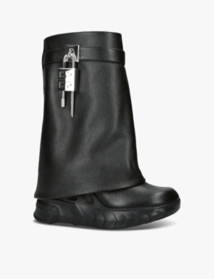 GIVENCHY: Shark Lock leather heeled biker boots