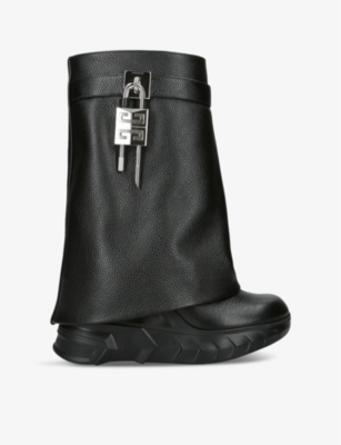 GIVENCHY: Shark Lock leather heeled biker boots