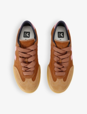 Shop Veja Womens Brown/oth Volley Logo-embellished Suede Low-top Trainers