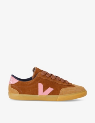 Shop Veja Womens Brown/oth Volley Logo-embellished Suede Low-top Trainers