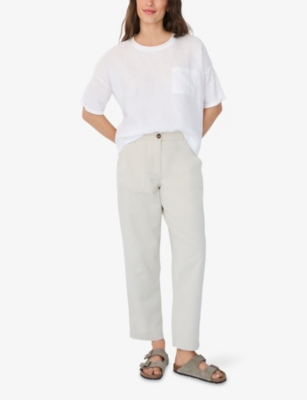 THE WHITE COMPANY: Contrast-Back Oversized-Fit Linen T-Shirt