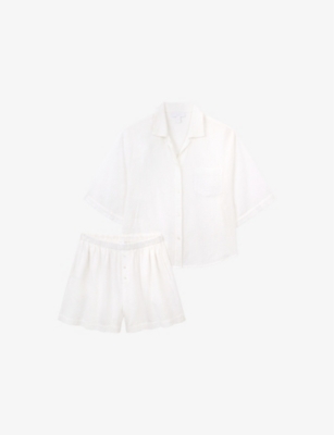 THE WHITE COMPANY: Relaxed-Fit Short-Sleeve Organic-Cotton Seersucker Pyjamas