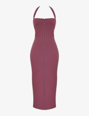 HOUSE OF CB: Mia halter-neck body-con woven maxi dress