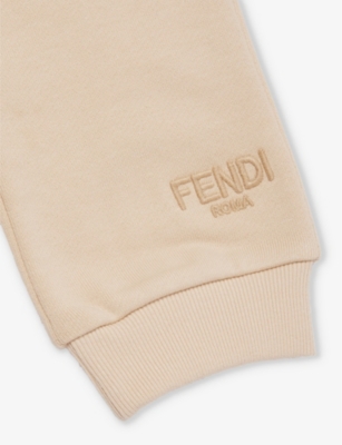 FENDI: Logo-embroidery tapered-leg cotton-jersey jogging bottoms 24 months