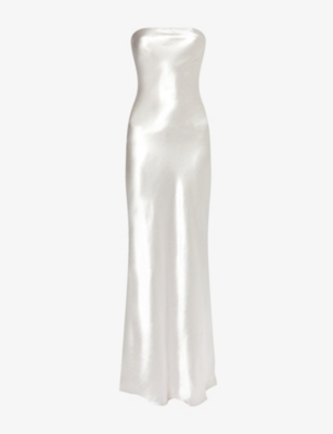 4TH & RECKLESS WOMENS SILVER SHONA STRAPLESS WOVEN MAXI DRESS 