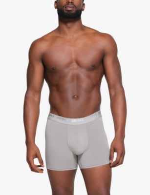 Skims 3-pack 3-inch Stretch Modal Boxer Briefs In Gunmetal Multi